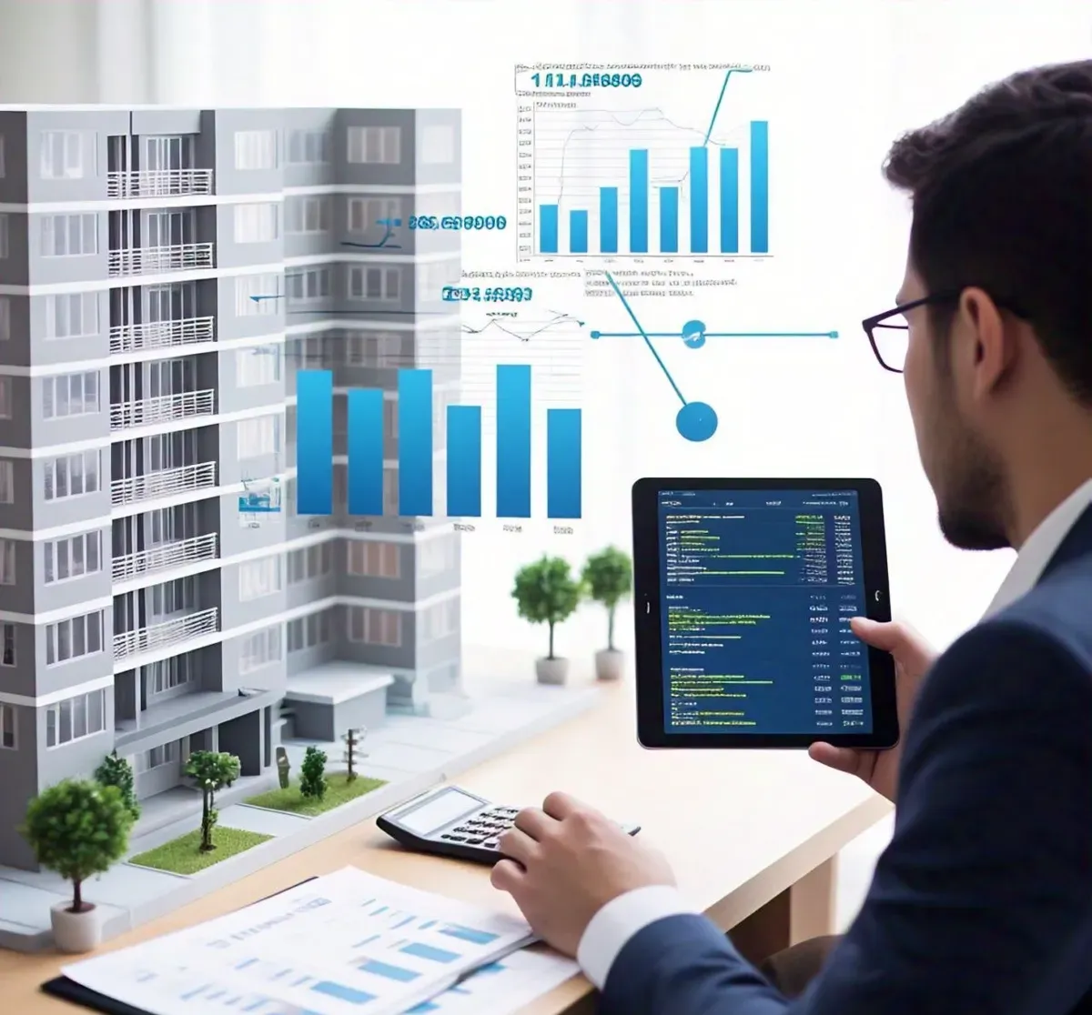 Consultor analizando datos